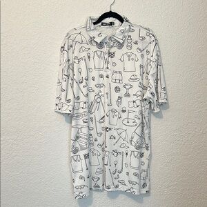 Men's White Polo Golf Graphic Shirt